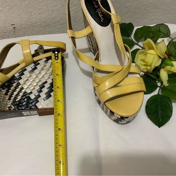 Cole Haan Air Cream Black Leather Platform Wedge Sandals Shoes Women's 10 B - Picture 8 of 13